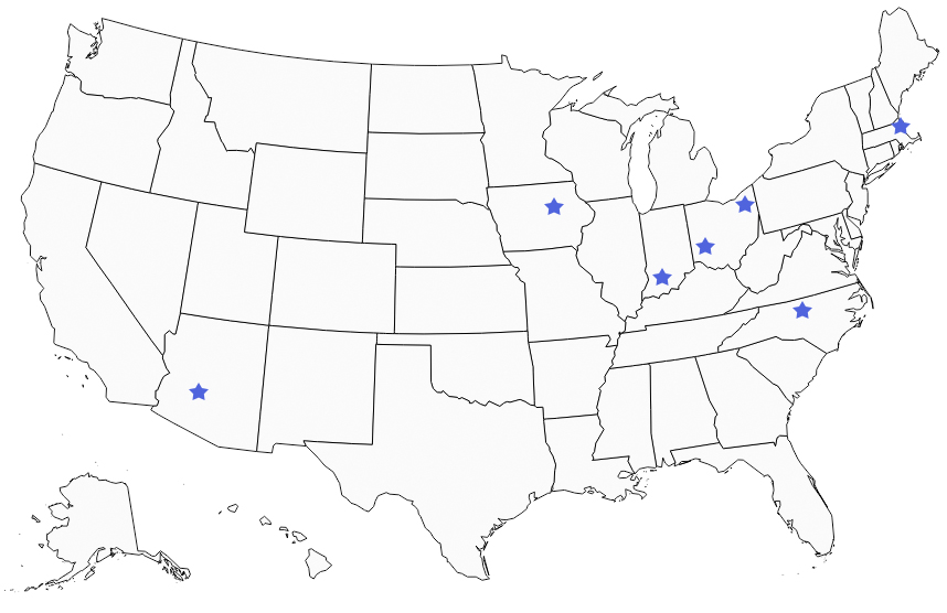 Map showing where alumni have gone.